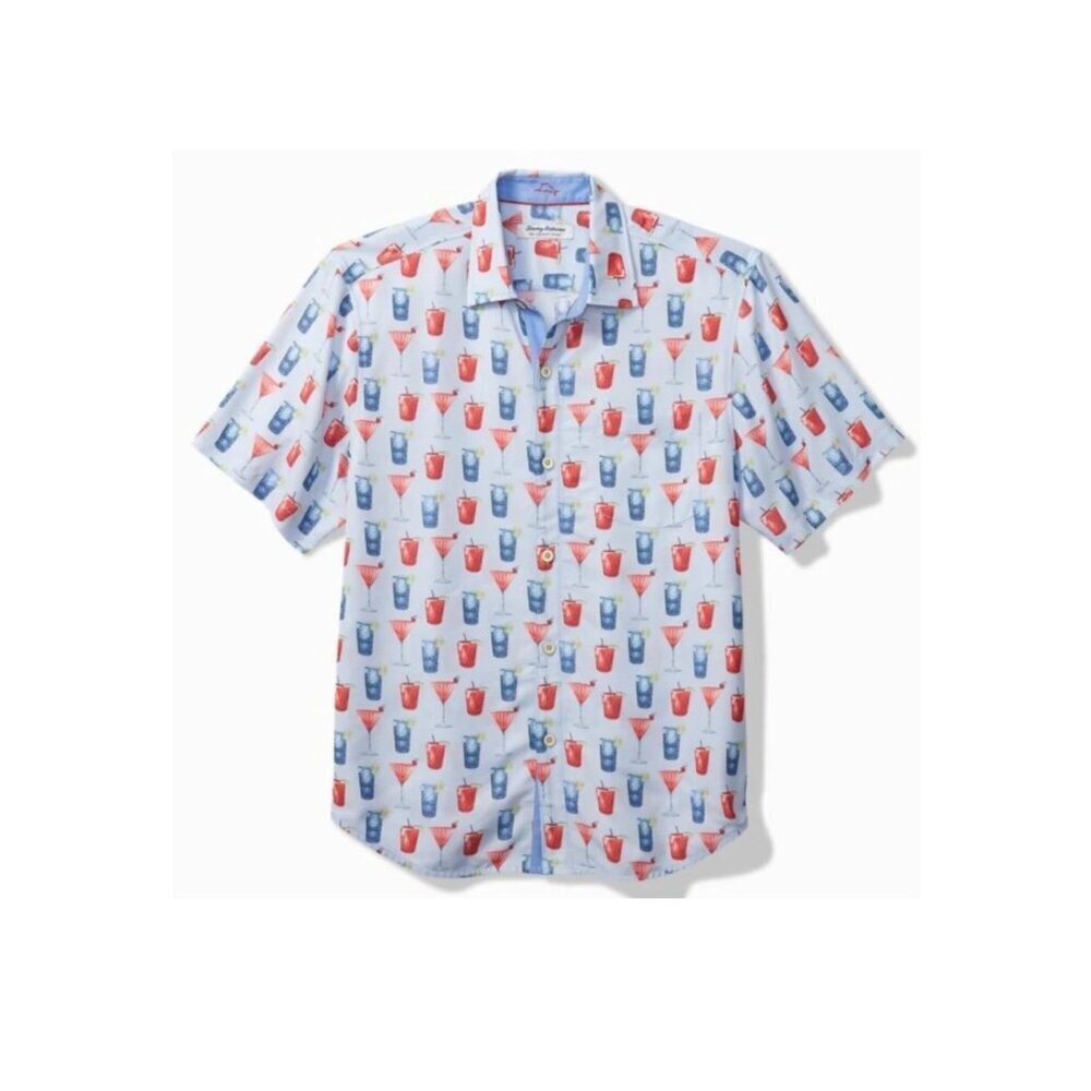Tommy Bahama Men Coconut Point Cheers Red White Blue Cocktail Shirt 3XLB NWT